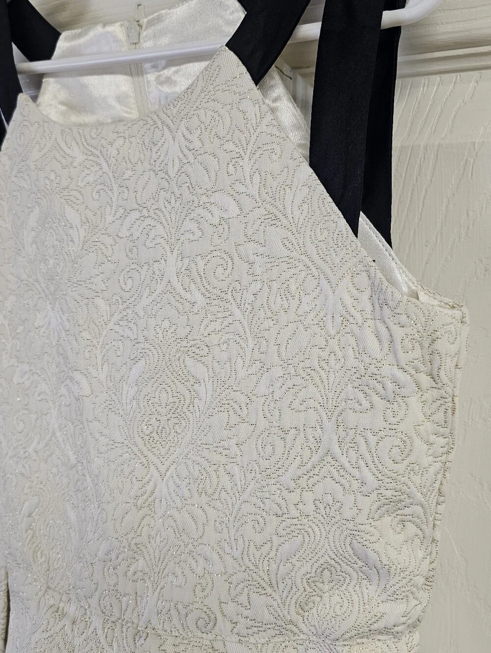 The Children's Place Girls Cream & Black Jacquard Fit & Flare Dress Size 10 NWT